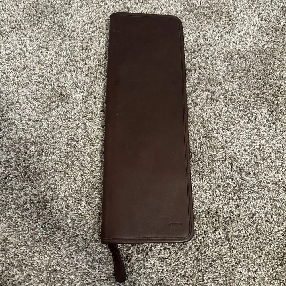 Vintage COACH Dark Brown Leather Zip Around Tie Case Holder Travel
